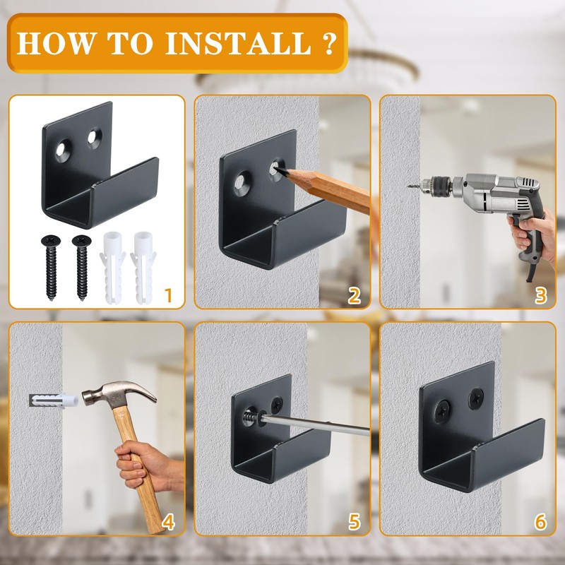 Alise Black Tile Display Wall Hanger Fastenerr,Stainless Steel Wall Mount