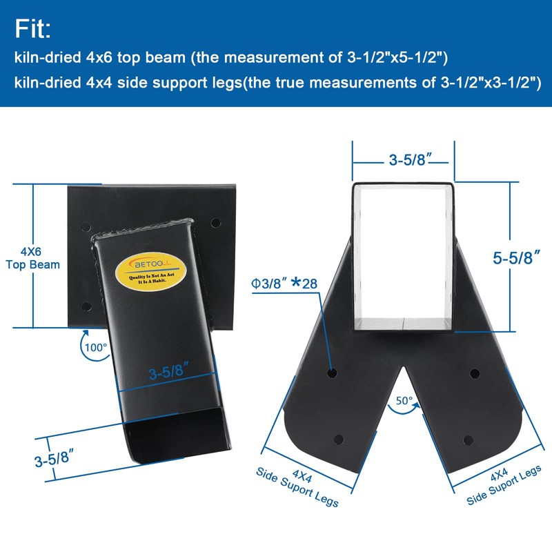 BETOOL Swing Set Brackets - 2pcs A Frame Swing Bracket