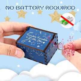 cobee Hand Crank Vintage Engraved Musical Box, Twinkle Twinkle Littele Star Wood Music Box, Mini Colorful Hand Operated Musical Boxes for Birthday Thanksgiving Wedding Valentine Anniversary