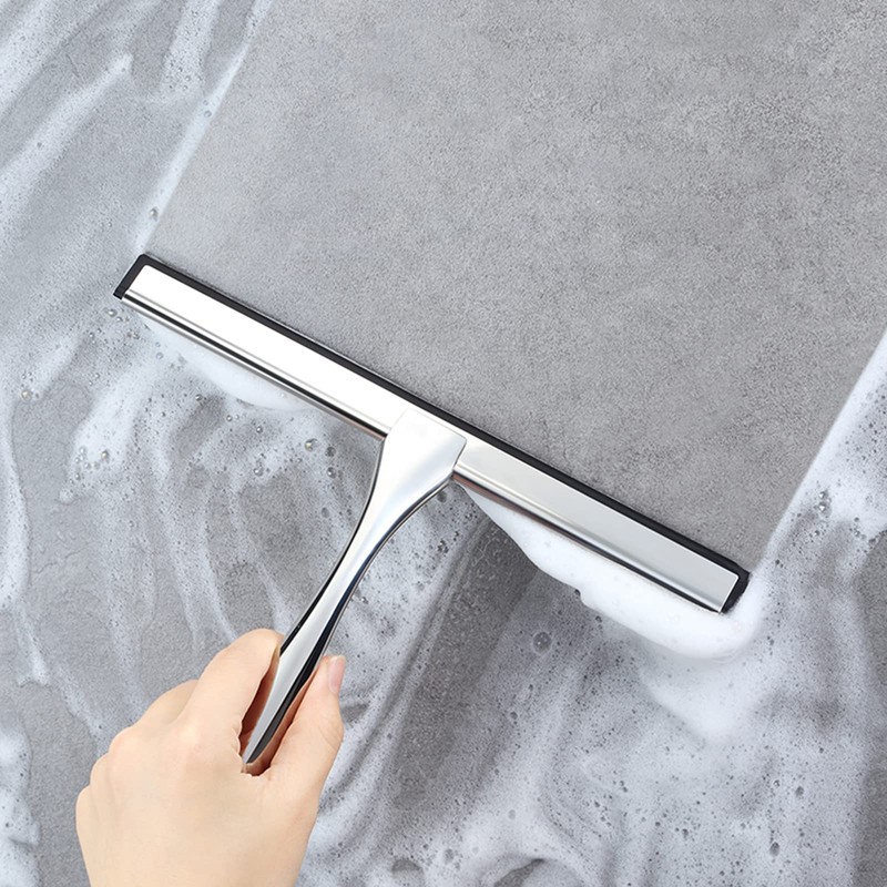 steauty Shower Squeegee for Glass Doors,10-Inch Shower Glass Squeegee, Sliver