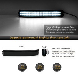 D-Lumina LED Side Mirror Turn Signal Lights Smoked Lens White for Fo-rd F150 2009-2014, Raptor 2010-2014, Side Marker Mirror Light Assembly Replace Factory Amber Reflector Lamp, Pack of 2