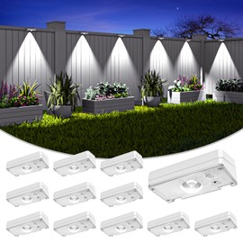 JOFIOS Solar Fence Lights Outdoor, 50LM Super Bright, 3 Color Temperatures & Vibrant RGB, IP65 Waterproof, Dusk-to-Dawn Solar Deck Lights for Fence, Patio, Railing (12Pack,White)