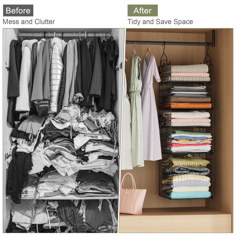 X-cosrack Hanging Closet Organizer and Storage - 5-Tier Closet Storage