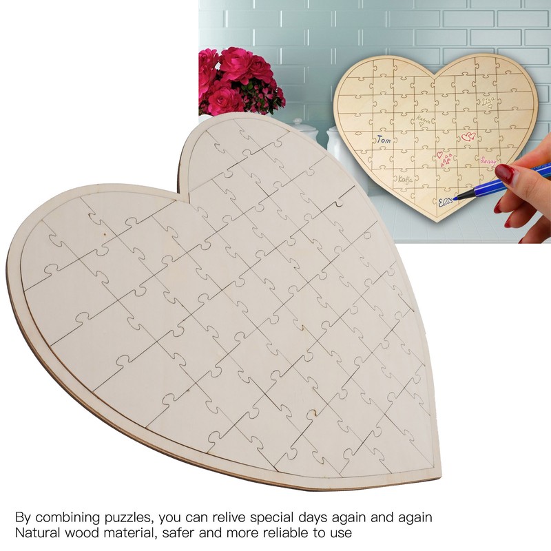 Wooden Heart Puzzle Wedding Games Personalization Message Board Craft Decorations