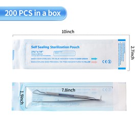 Annhua 2.8 x 10 inch Sterilization Pouches Sterilizer Bags 200 PCS for Cleaning Tools, Sterilizer Bags Sterilization Bags for Dental Offices
