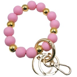 jtkdxqs Bracelet Wristlet Keychain Beaded Bangle Chains Silicone Elastic Bangle Key Chain Holder for Women Car Keyring,Style 4