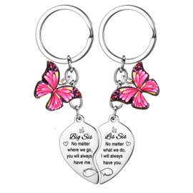 YEEQIN 2Pcs Big Sister Little Sister Matching Keychain Big Sis Little Sis Gifts From Sisters Christmas Birthday Gifts For Sisters