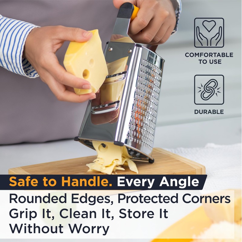 Deiss PRO Box Grater & Cheese Graters for Kitchen -