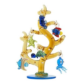 6" Glass Coral Tree with Sea Life Ornaments