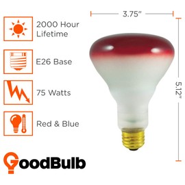 GoodBulb Memorial Day 75-Watt Incandescent Light Bulbs - Red and Blue Light Color - Dimmable - E26 Medium Base - BR30 Shape (Pack of 2 Bulbs)