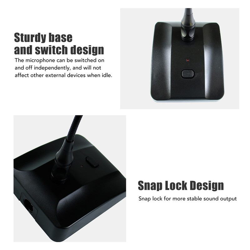 Gooseneck Condenser Microphone Flexible 6.35mm Wired Desktop Microphone for Broadcasting