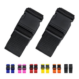 2 Pack Suitcase Straps, Bright Color Adjustable Luggage Belts, TSA Approved (Black)