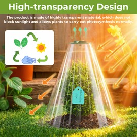 Ryscam Cloches for Plants, Transparent Plant Covers, Garden Cloches with Humidity Domes, Securing Pegs and Plant Labels, Reusable Plant Protectors from Animals Plant Bell Cover (Transparent-30pcs-M)