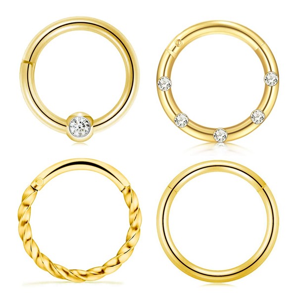 Crdifu 4-Piece Nose Ring Clicker 8 mm Segment Tragus Lip