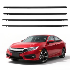 4PCS Car Weatherstrip Window Moulding Trim Seal Belt Compatible with 2016-2021 Honda Civic 4 Door Sedan, Replace#72450-TEA-T01 72410-TEA-T01 72950-TEA-T01 72910-TEA-T01