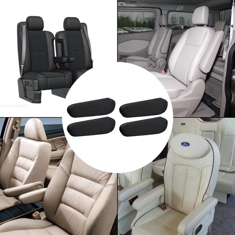 4 Pieces Universal Black Elastic Car Armrest Covers, Front Seat