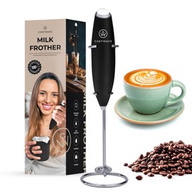 Chefwave | Powerful electric milk frother with stand | Milk frother handheld drink mixer and matcha whisk| BATTERIES INCLUDED! drink mixer handheld | Hand frother, electric stirrer coffee mixer wand