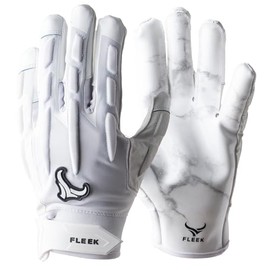 FLEEK FORCEPAD GLOVES Marble White American Football Rugby Football Gloves Elite Receiver Adult Sports Gloves White (M)
