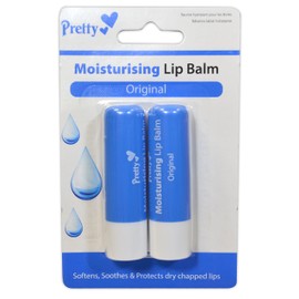 6 x Original Moisturising Lip Balm Tubes (3 x Twin Packs) by Pretty - Softens, Soothes & Protects Dry Chapped Lips