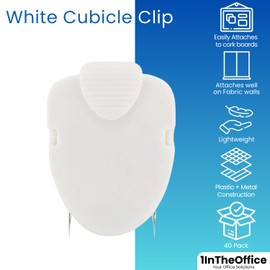 1InTheOffice Cubicle Clips, White, 40/Pack (White)