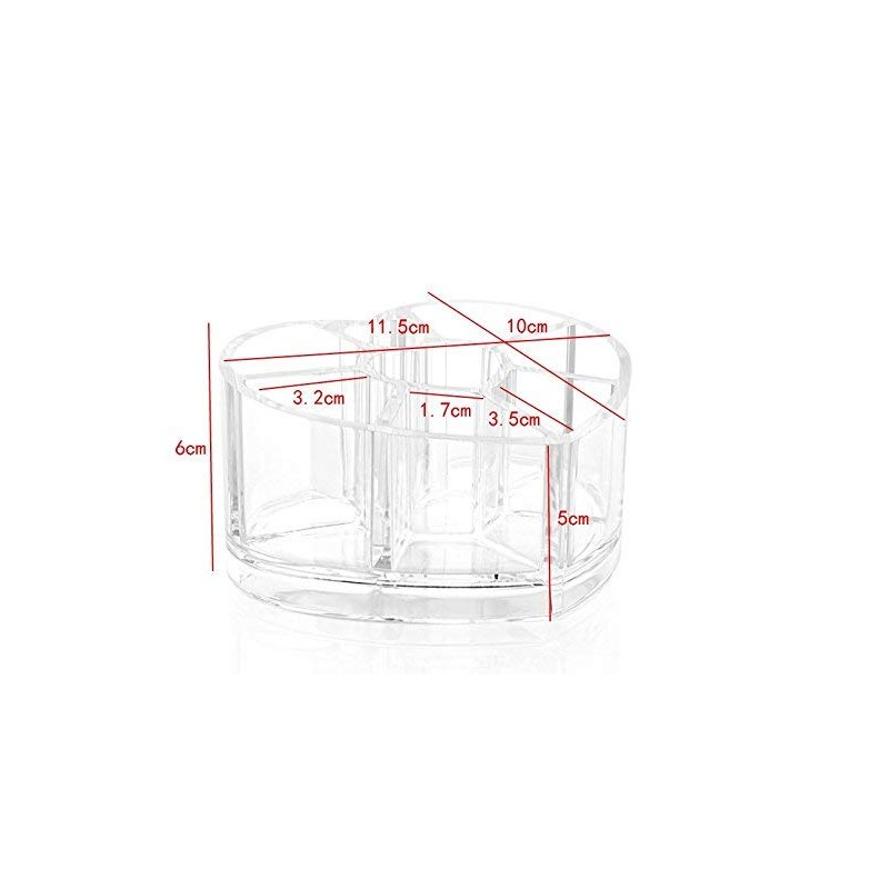 DJUNXYAN 8 Compartments Heart Shaped Transparent Acrylic Lipstick Makeup Brush