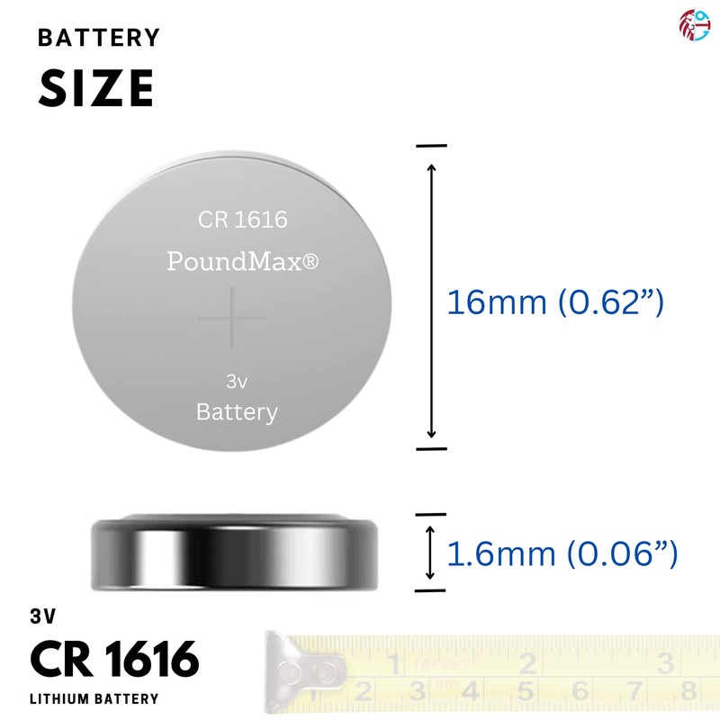 PoundMax CR 1616 Batteries 3v Lithium Button Cell Battery Combo