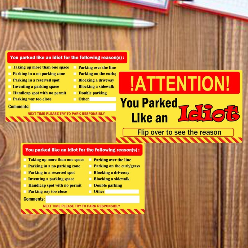 You Parked Like an Idiot Business Cards 3.5"x2" Writable Bad