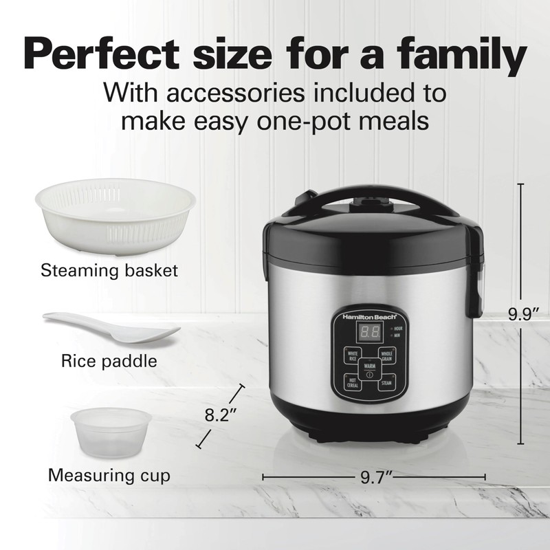 Hamilton Beach Digital Programmable Rice Cooker & Food Steamer, 8