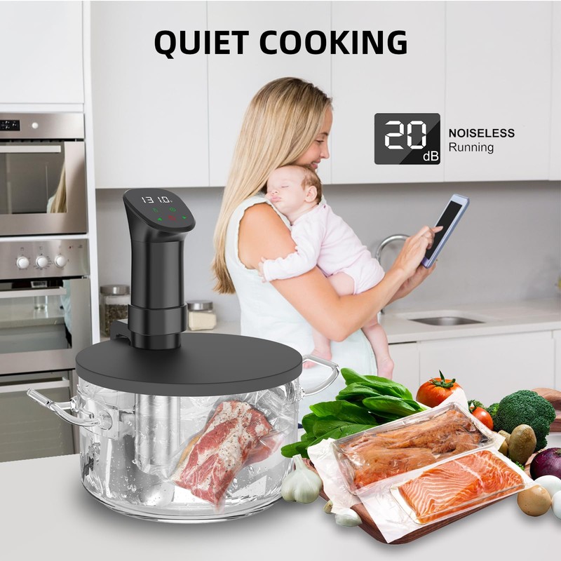 Sous Vide Machine-Suvee Cooker-Rocyis Sous Vide Kit with Lid, Recipes-1000W