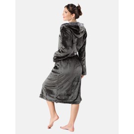 Bellivalini BLV50-168 Women's Bathrobe Long with Hood and Belt, graphite/grey