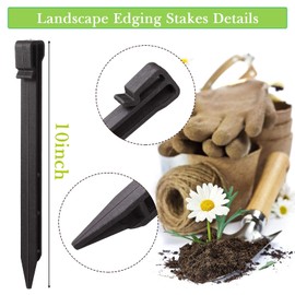 Aoipend 50 Pack Terrace Board Stakes Landscape Edging Stakes, 10 inch Heavy Duty Garden Stakes, Black Anchoring Spikes for Flowerbed Edging Terrace Board Weed Fabric, and Outdoor Tent Pegs