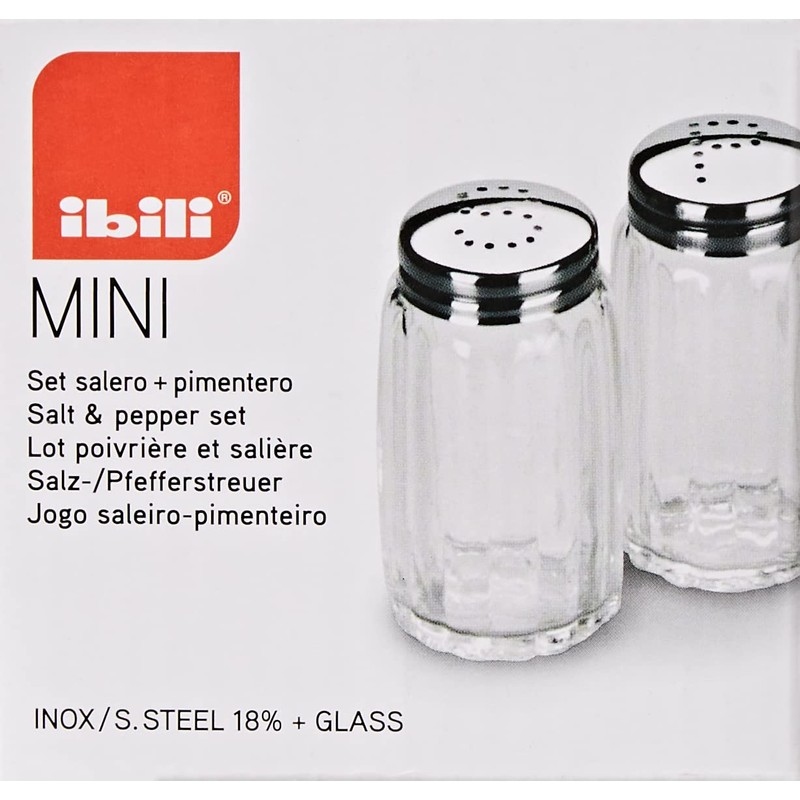 IBILI 768715 Salt & Pepper Shaker Set Small, Stainless Steel,