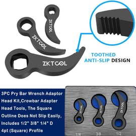 6 Pcs Pry Bar Wrench Adaptor Head Set, Crowbar Adapter Head Tool, Half Shaft Removal Car Repairing Tools 1/2" 3/8" 1/4" D 8pt (Square) Profile - piece set: 3-piece set