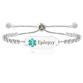 Tobestu Epilepsy Awareness Bracelet Adustable - Cubic Zirconia Tennis Health Alert Medical Bracelets for Patients (Epilepsy) YA4662