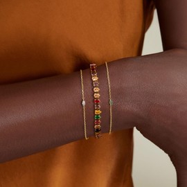 KissYan Tennis Bracelet for Women, 14K Gold Plated Cubic Zirconia Diamond Adjustable Slider Bracelets Trendy Jewelry Gift(Colorful)