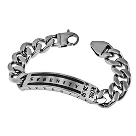 North Arrow Shop Serenity Prayer Bracelet Romans 8:28-30 Christian Bible Verse, Stainless Steel Chain Link