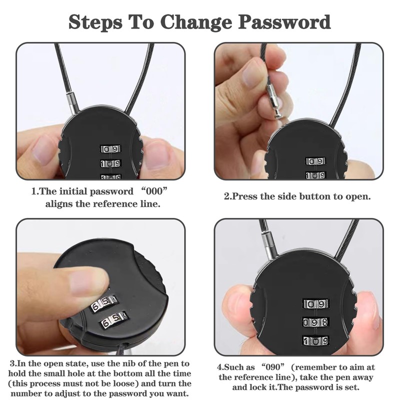 Lizbin 2 Pack Combination Lock 3 Digit Outdoor Waterproof Padlock,