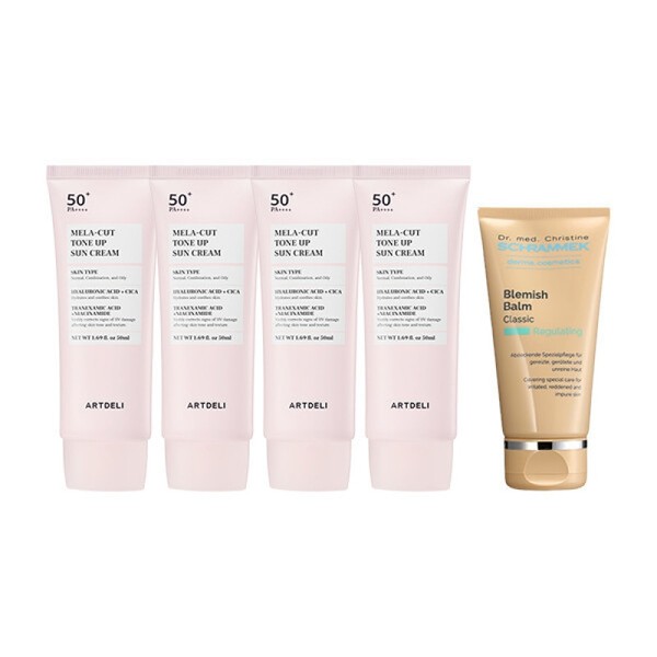 Artdeli Tone-Up Sunscreen 50ml x4 + Schrammek Blemish Balm Classic