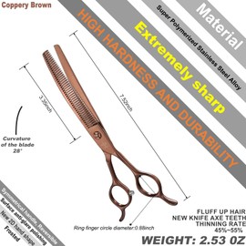 High-end Professional Dog Grooming Curved Thinning Scissors Teeth Blending Shears Pet Texturizing Thinner Blender Shears 7 Inch Extremely Very Sharp Made Of Stainless Steel Alloy For Dog Cat Groomer