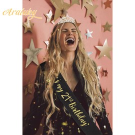 Happy 21st Birthday Decorations for Her - Sash, Crown, and Gifts for Women