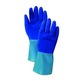 MAPA LL-301-M MAPA Blue-Grip LL301 Etched Finish Latex Gloves w/Pinked Cuff, Blue, Medium (Pack of 12)