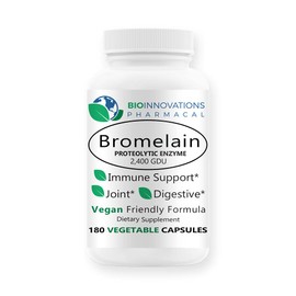 Enzima de piña de digestión de proteína proteolítica de bromelina 2400 GDU 1000 mg, tracto GI, apoyo inmunológico, absorción de nutrientes, reduce la 