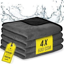 Urban Forest Microfibre Cloths Car Grey 40 x 40 cm I Premium Polishing Cloth Car Cleaning Outdoor Care I Dry Cloth for Professional Paint Care I Microfibre Cloths for Car Care Exterior Set of 4