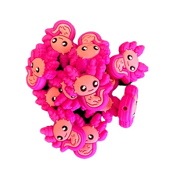 Axolotl Focal Beads Silicone Pink Salamander Anime| 12 pk Bulk