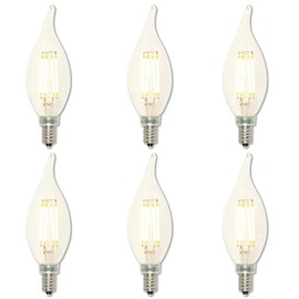 Westinghouse 5264020 4 Watt (40 Watt Equivalent) CA11 Dimmable Clear Filament LED Light Bulb, Candelabra Base, 6 Pack