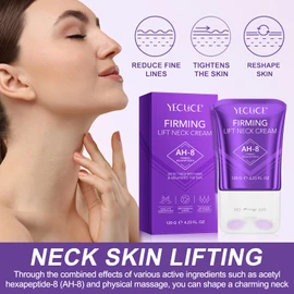 Firming Lift Neck Cream - for Sagging Skin & Wrinkle Reduction, Visible Lift & Deep Hydration, Cooling Rollerball Applicator, Travel-Friendly, 120g