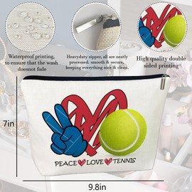 CLHHM Tennis Gifts Makeup Bag, Peace & Love Design Cosmetic Pouch for Women, Tennis Lovers, Mom, Grandma, Sister, Inspirational Birthday Gifts for Her, Coworker, BFF (Sports Theme)