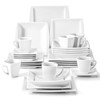 MALACASA Dinnerware Sets, 30 Piece Ivory White Plates and Bowls