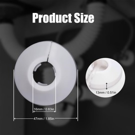 4Pcs Fit 1/2 Inch Flange Water Pipe Cover Decoration 16mm(5/8") Plastic PP escutcheon plate 1/2 inch Cover for Wall Pipe Tube Decoration (white)