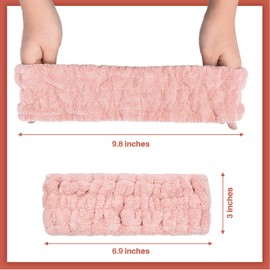 Pack of 3 Spa Face Headbands for Make Up and Washing Face Terry Towelling Cosmetic Hair Bands Yoga Sports Elastic Makeup Headband for Girls Women (Blue, Pink, White)